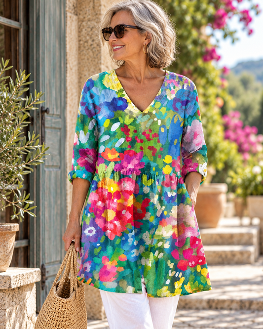 Millie | Long Blouse with V-Neck